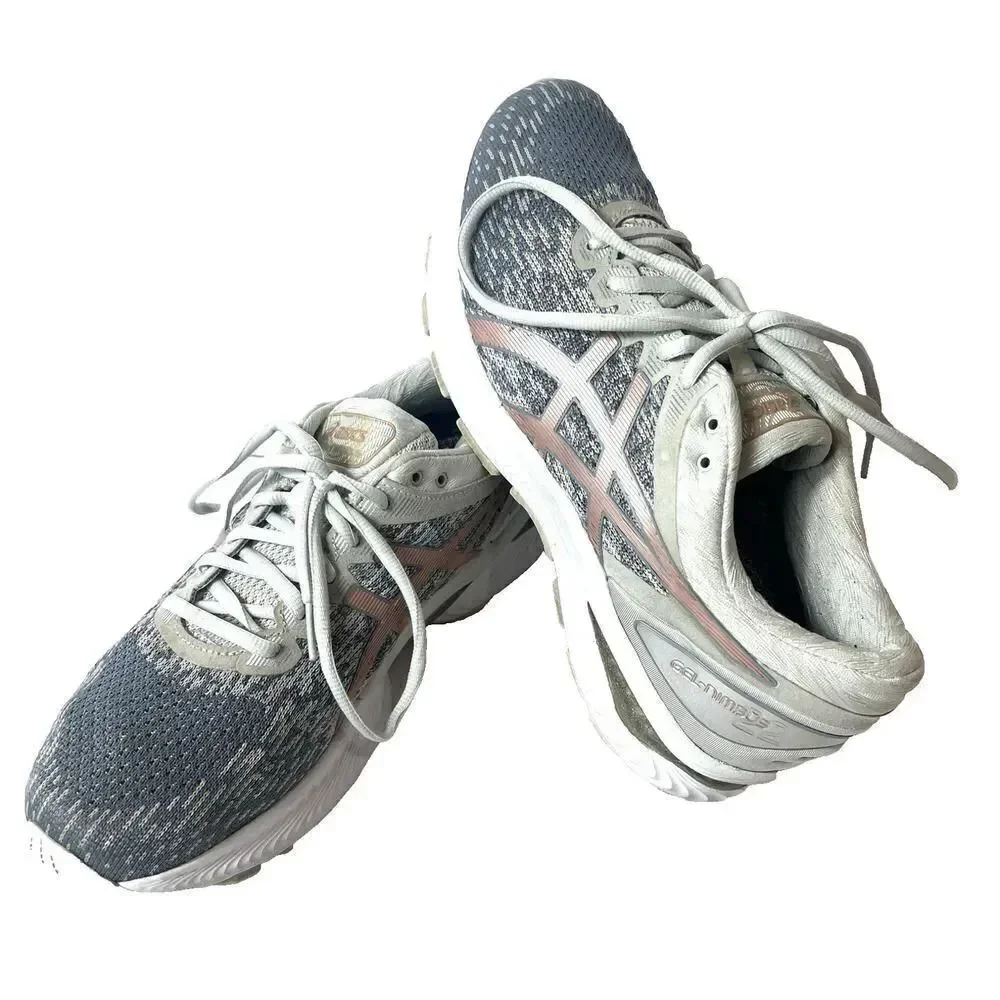 Asics Women's Gel Nimbus 22 Gray Running Shoes Sneakers Size 10 Low Top Lace Up